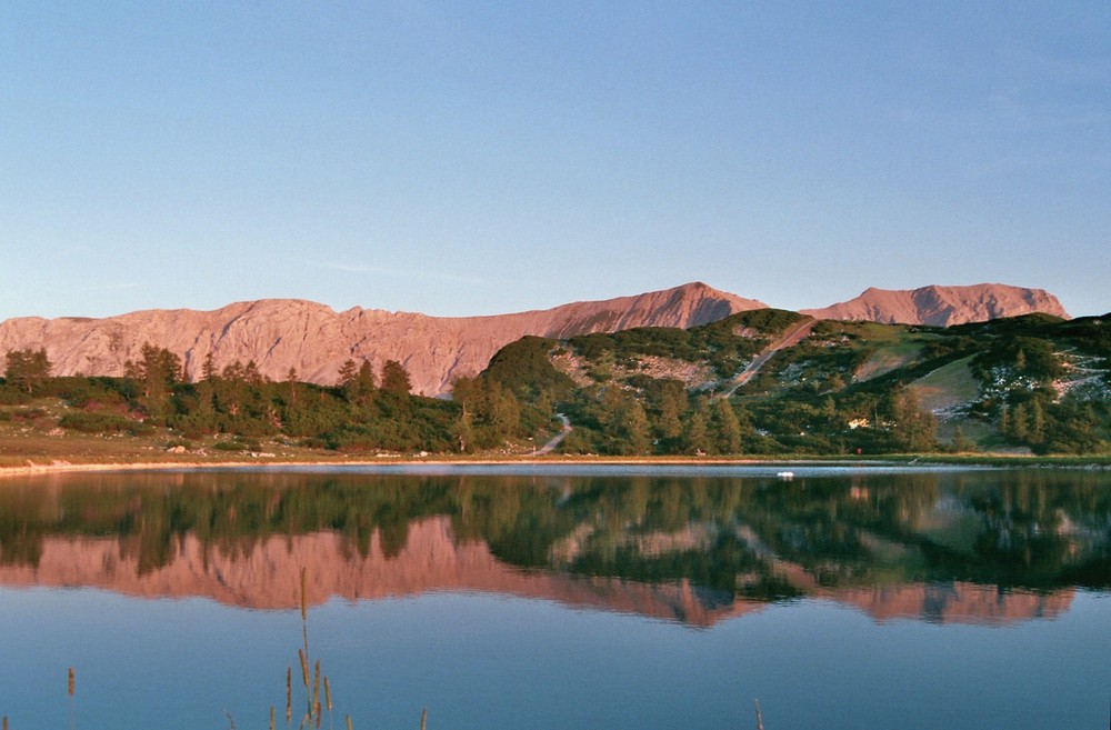 Beim Sonnenuntergang am Speichersee auf der Höss