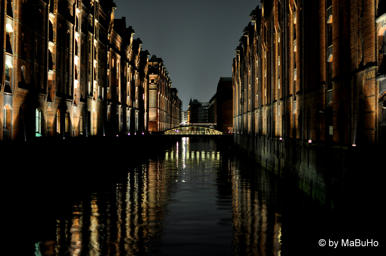 Beleuchtete Speicherstadt