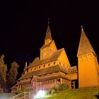 Beleuchtete Stabkirche von Hahnenklee-Bockswiese.