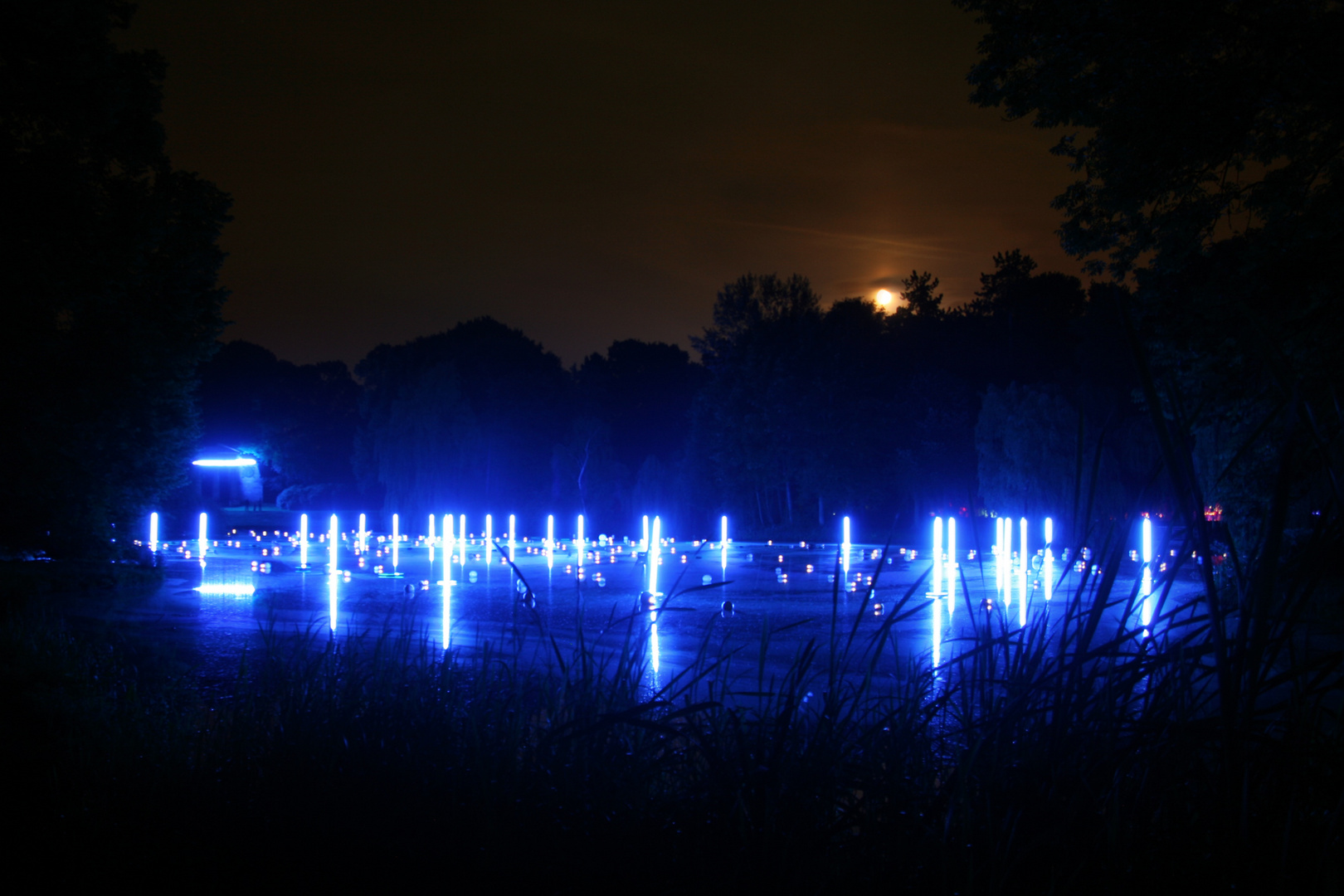 Beleuchteter See während des Braunschweiger Lichtparcours 2010