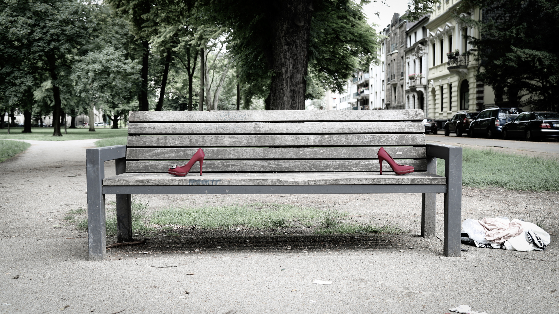 Bench and shoes