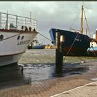 Bensersiel Hafen Hochwasser 1980