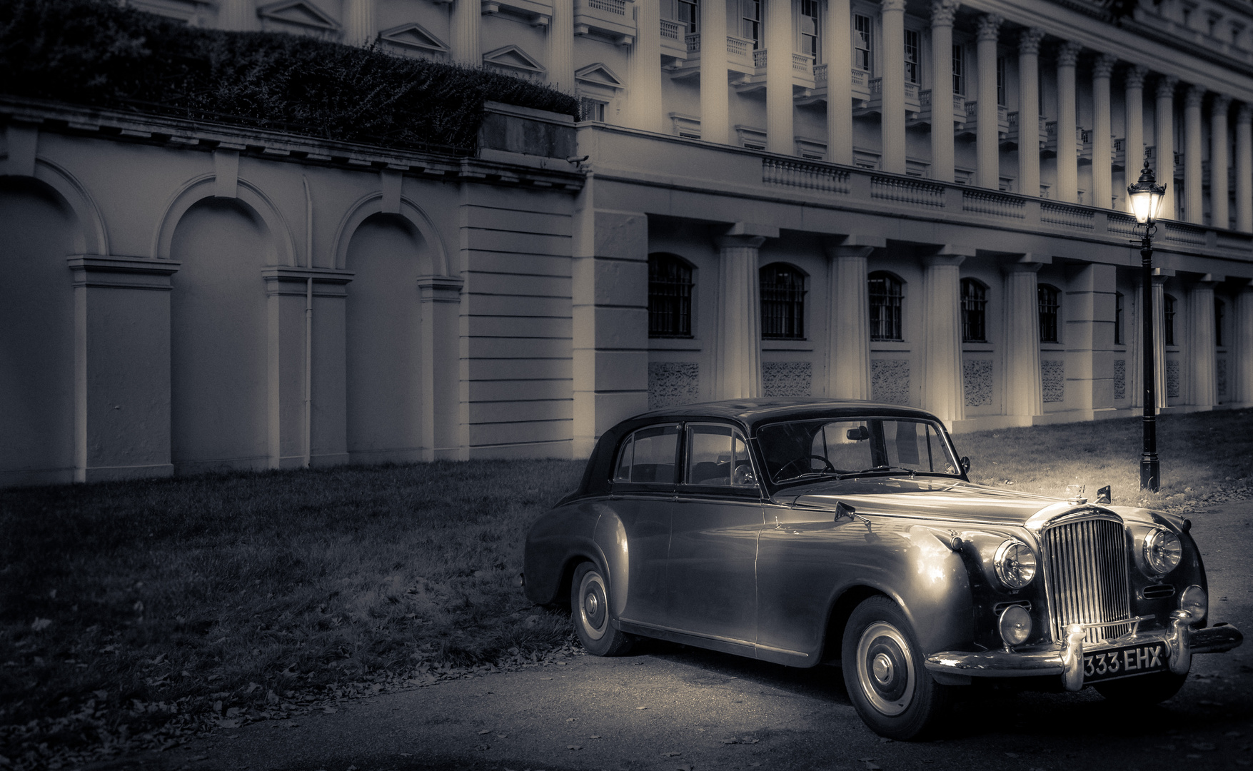 Bentley in black and white