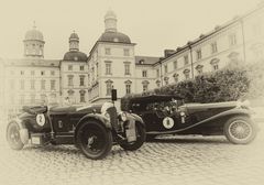 Bentley und Lagonda vor Schloss Bensberg