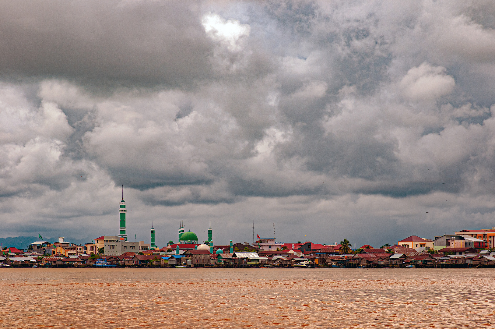 Berau skyline view from the ocean side