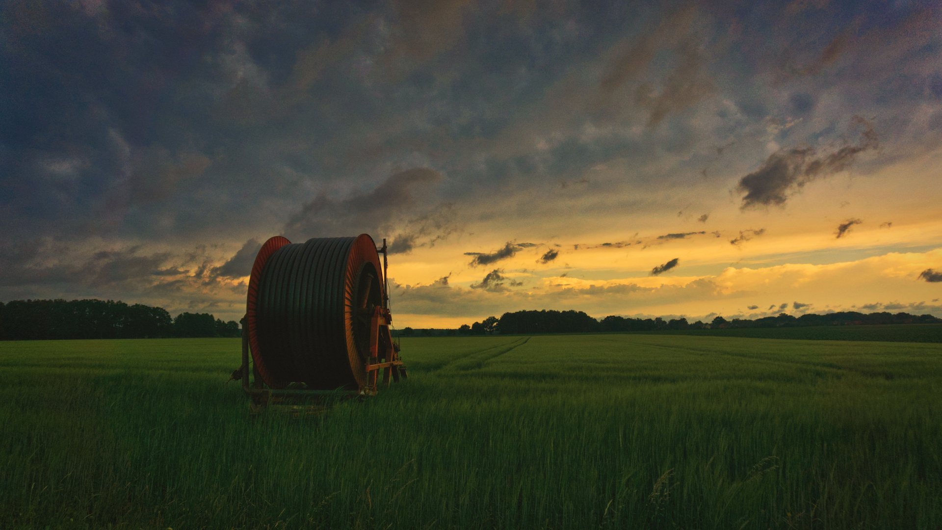 Beregnungsanlage im Sonnenuntergang