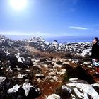 Berg mit Sonne und Mensch