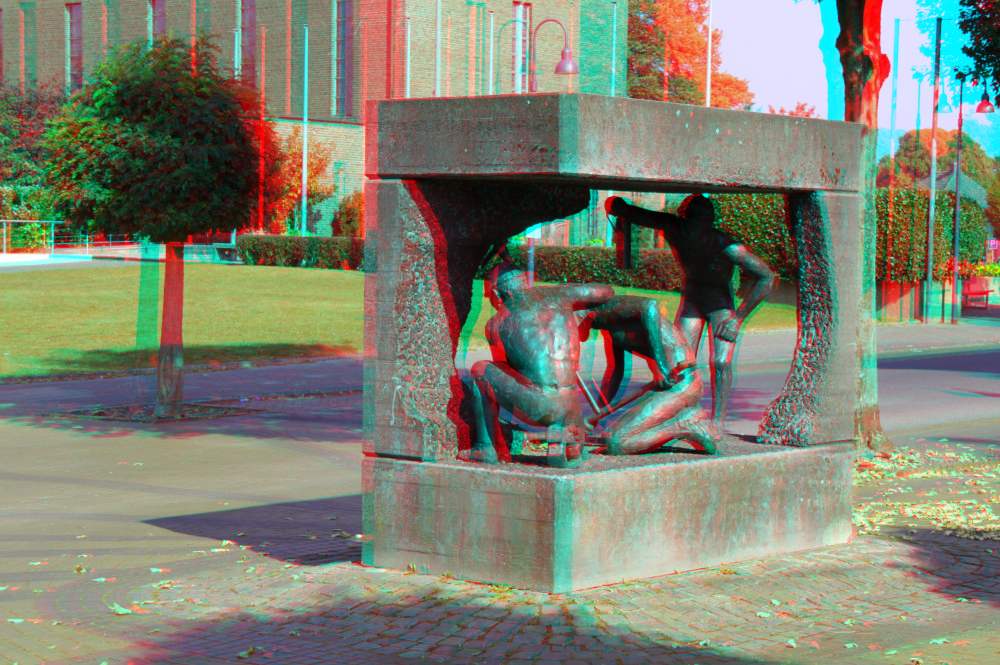 Bergarbeiterdenkmal rot/cyan Anaglyphe