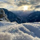 Bergblick in Abenddämmerung