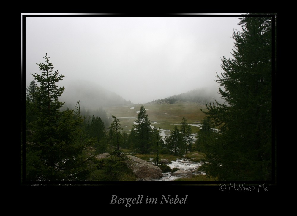 Bergell im Nebel