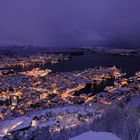 Bergen @ night with snow