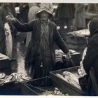 Bergen / Norwegen 1929, Szene vom Fischmarkt.