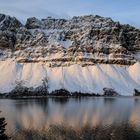 Berggipfel am Bow Lake am Icefield Parkway