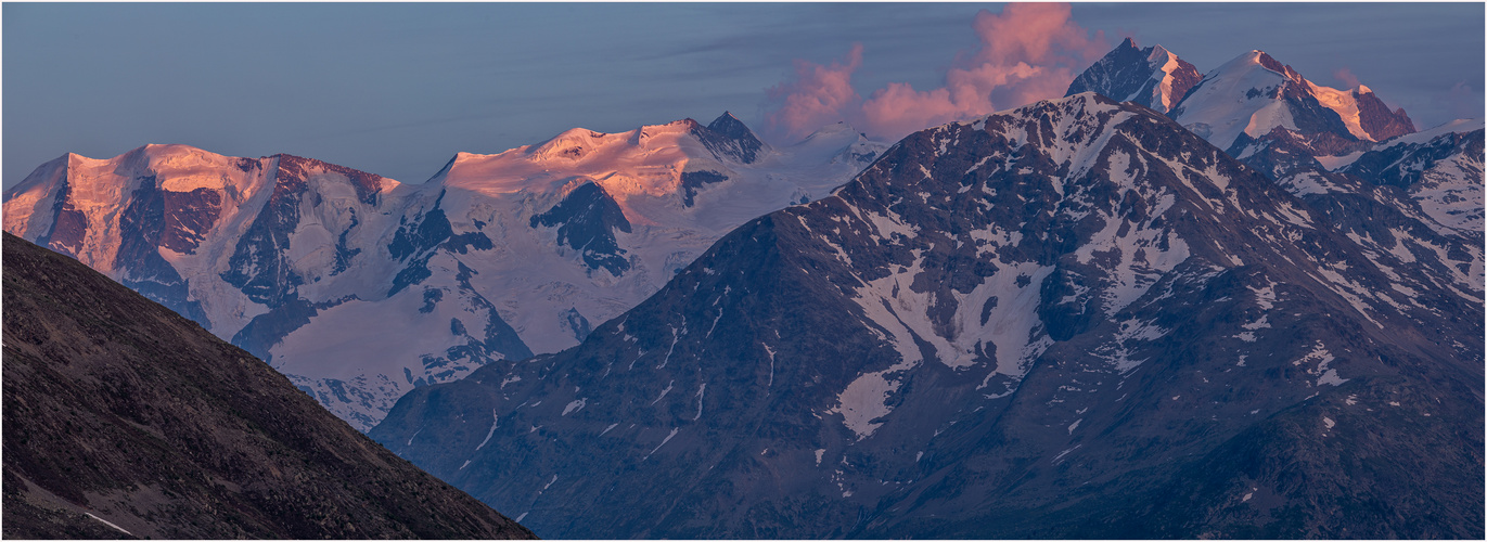 Bergglühen, 2 Bild Pano 