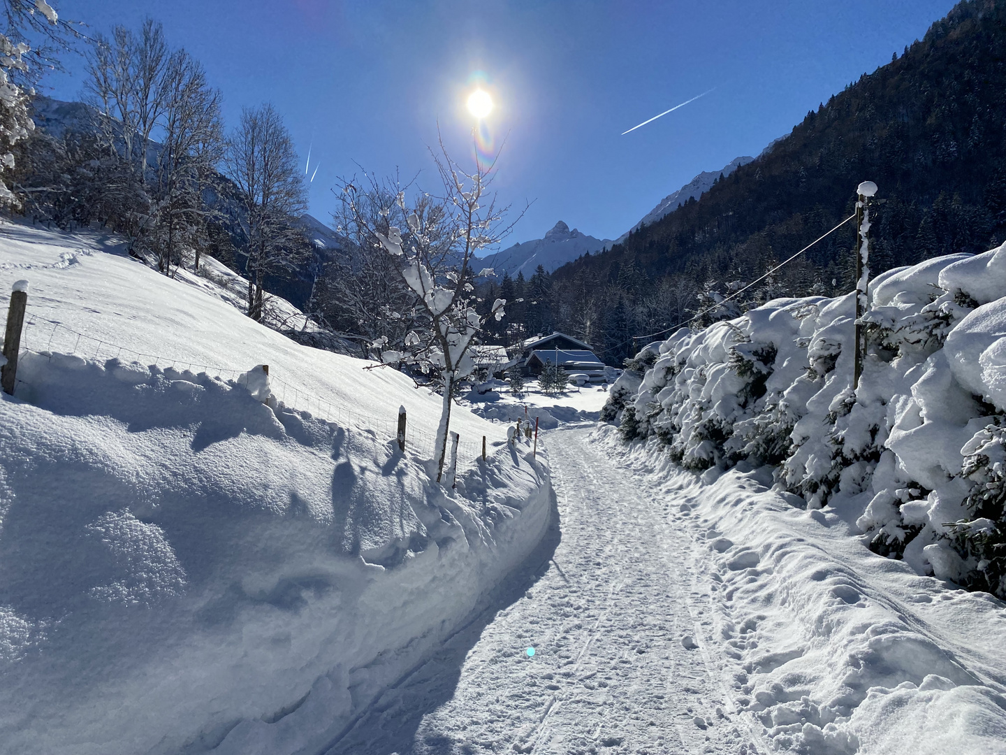 Berglandschaft im Schneefall 