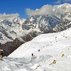 Bergpanorama am Start zum Abstieg vom Larkya La