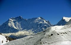 Bergpanorama östlich vom Thorong La im Annapurna-Gebiet