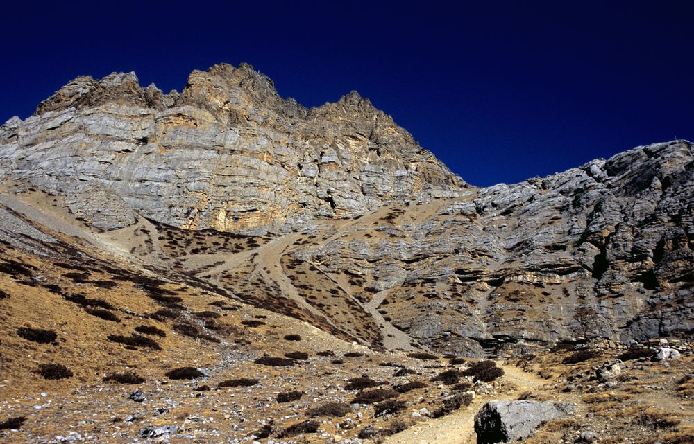 Bergpanorama zwischen dem Thorong La und Thorong Phedi