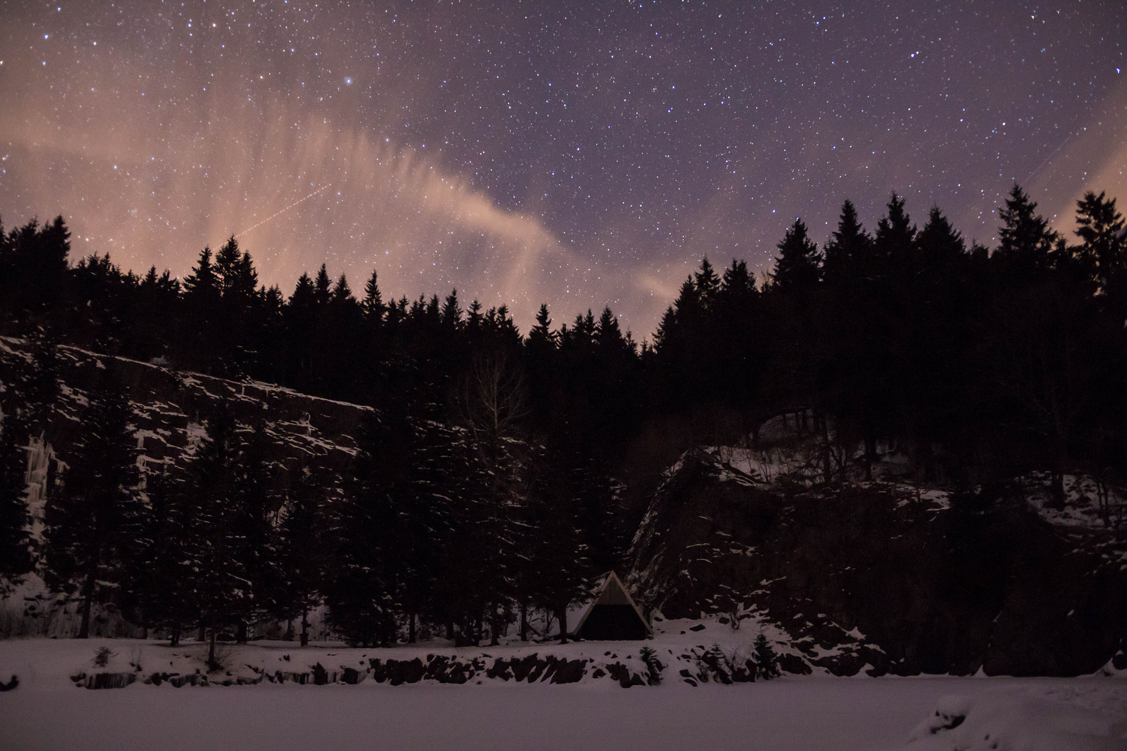 Bergsee an der Ebertswiese bei Nacht