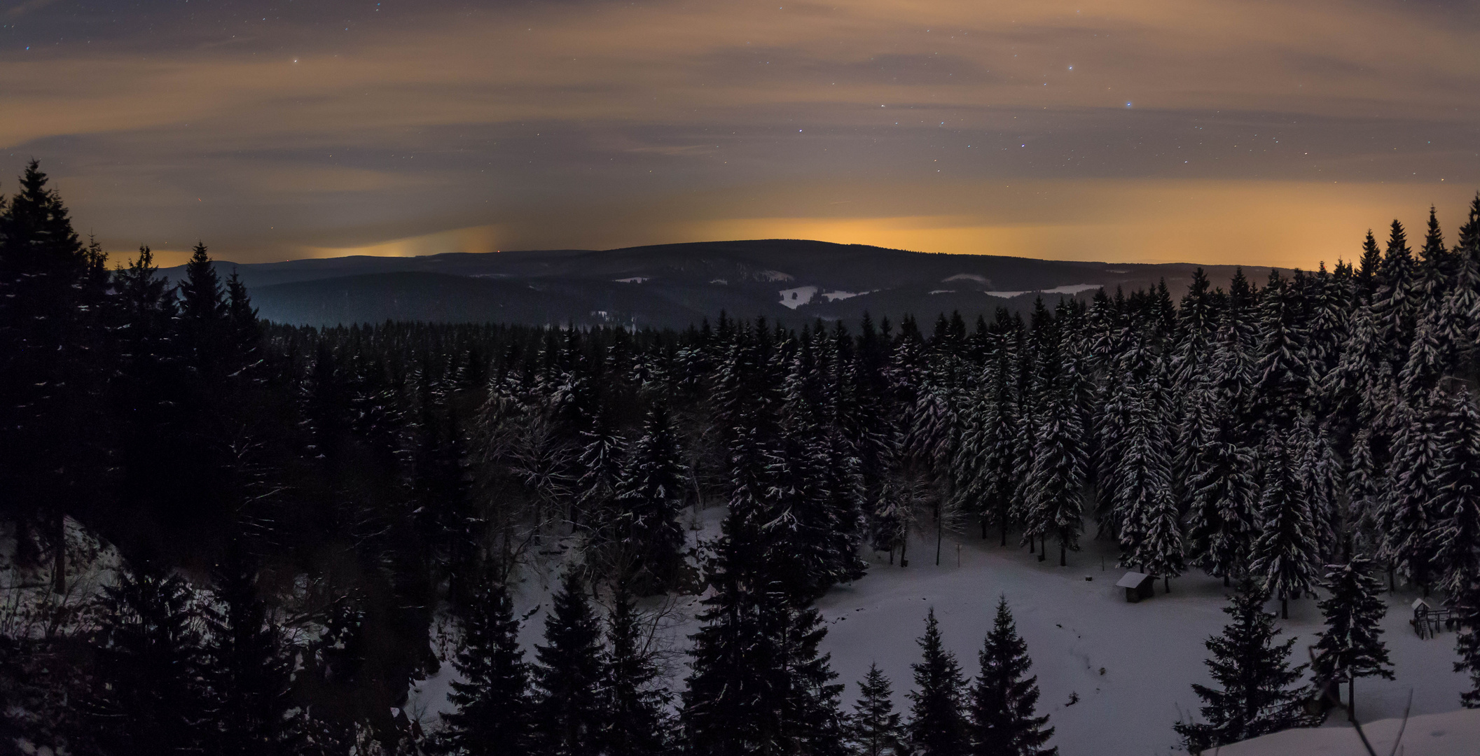 Bergsee an der Ebertswiese bei Nacht