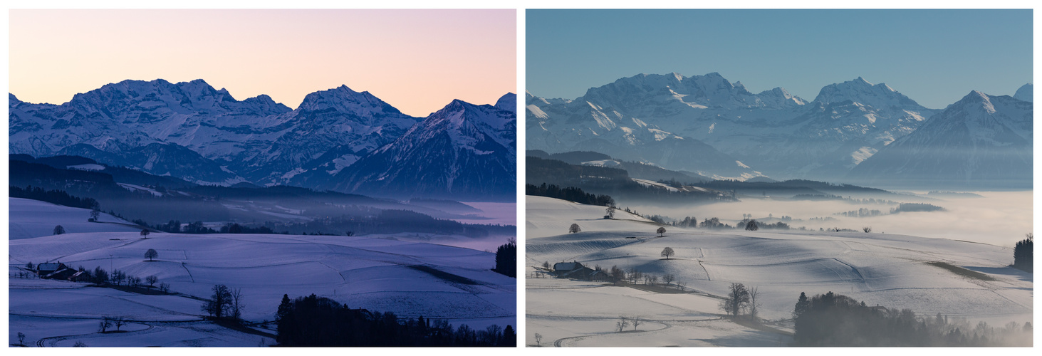 Bergsicht im Wandel der Tageszeit...