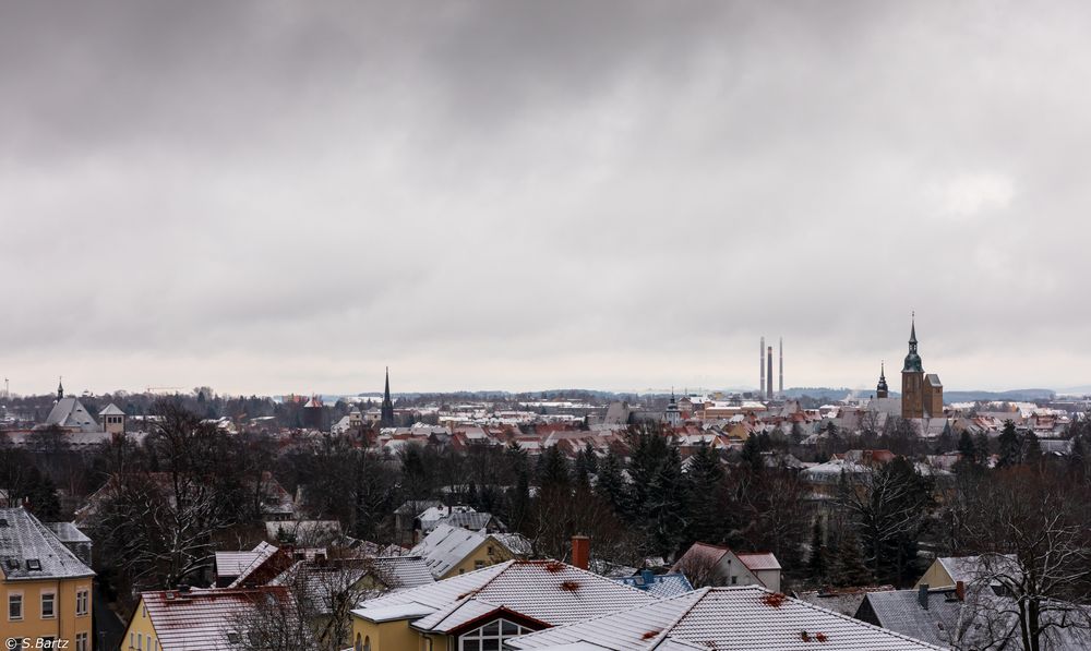 Bergstadt Freiberg mit kleiner Schneehaube