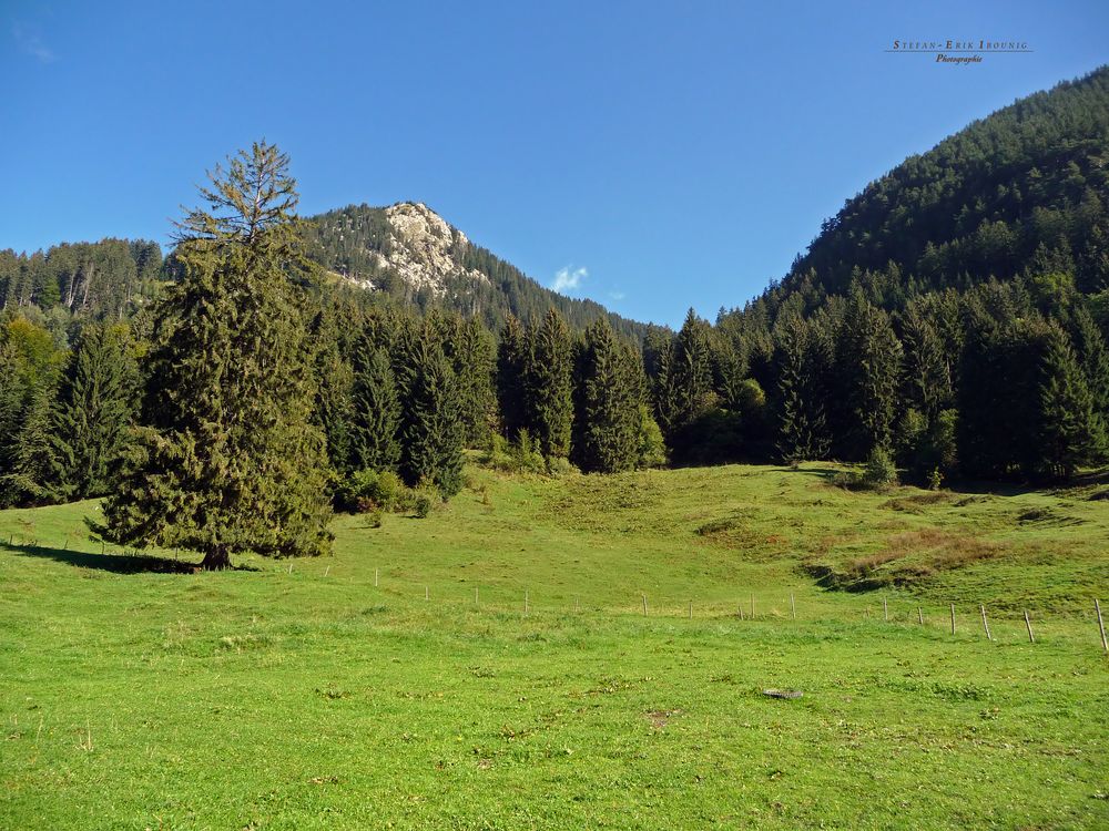 '"Bergtour Grünten mit Blick aufs Ziel Gipfelkreuz Burgberger Hörnle 1496m"