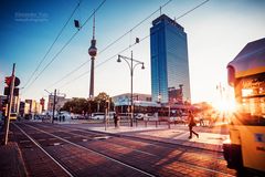 Berlin - Alexanderplatz im Sonnenuntergang