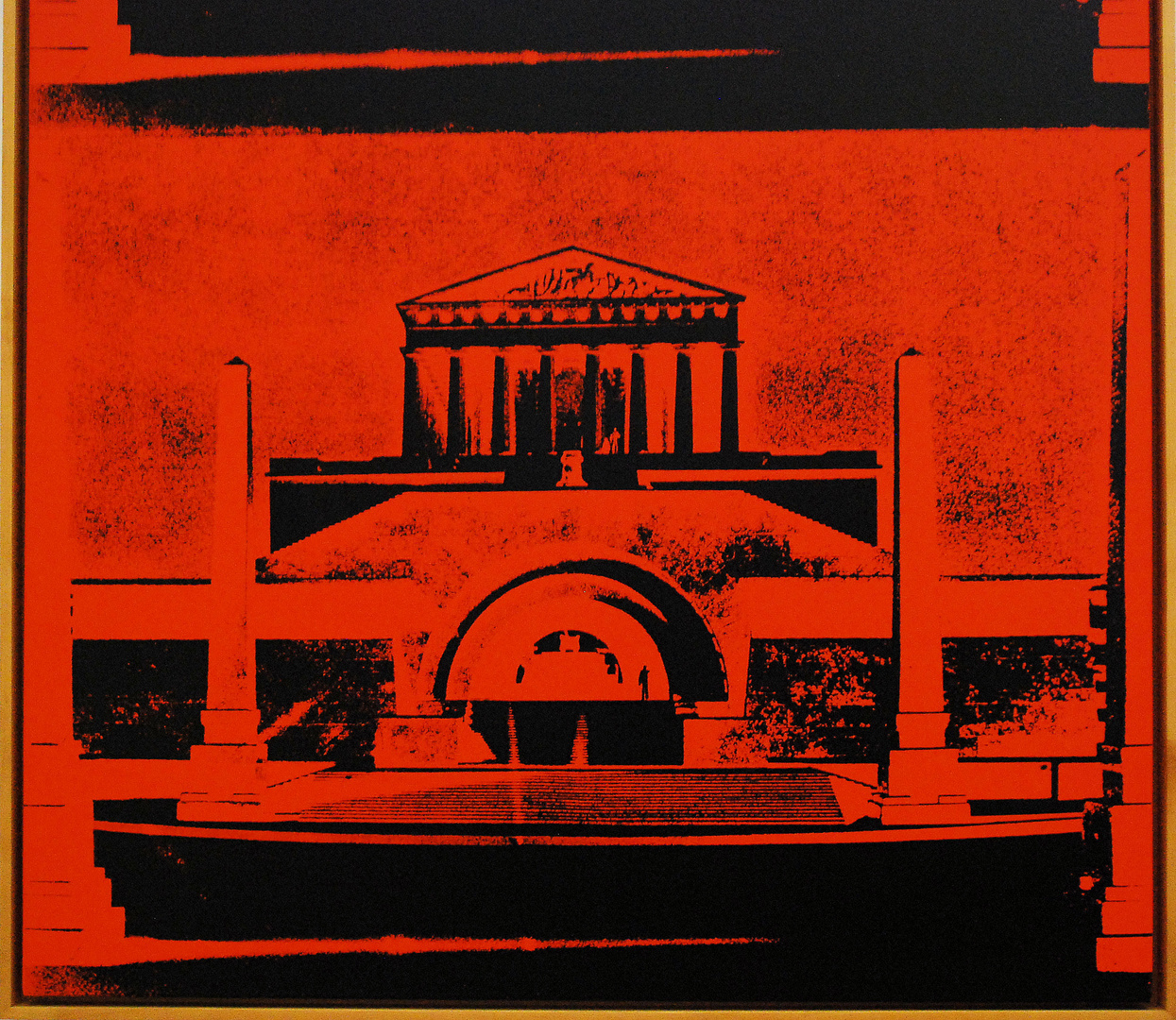 Berlin Hamburger Bahnhof; Gilly/Warhol, Denkmal Friedrich des Großen, detail von Warhols Siebdruck