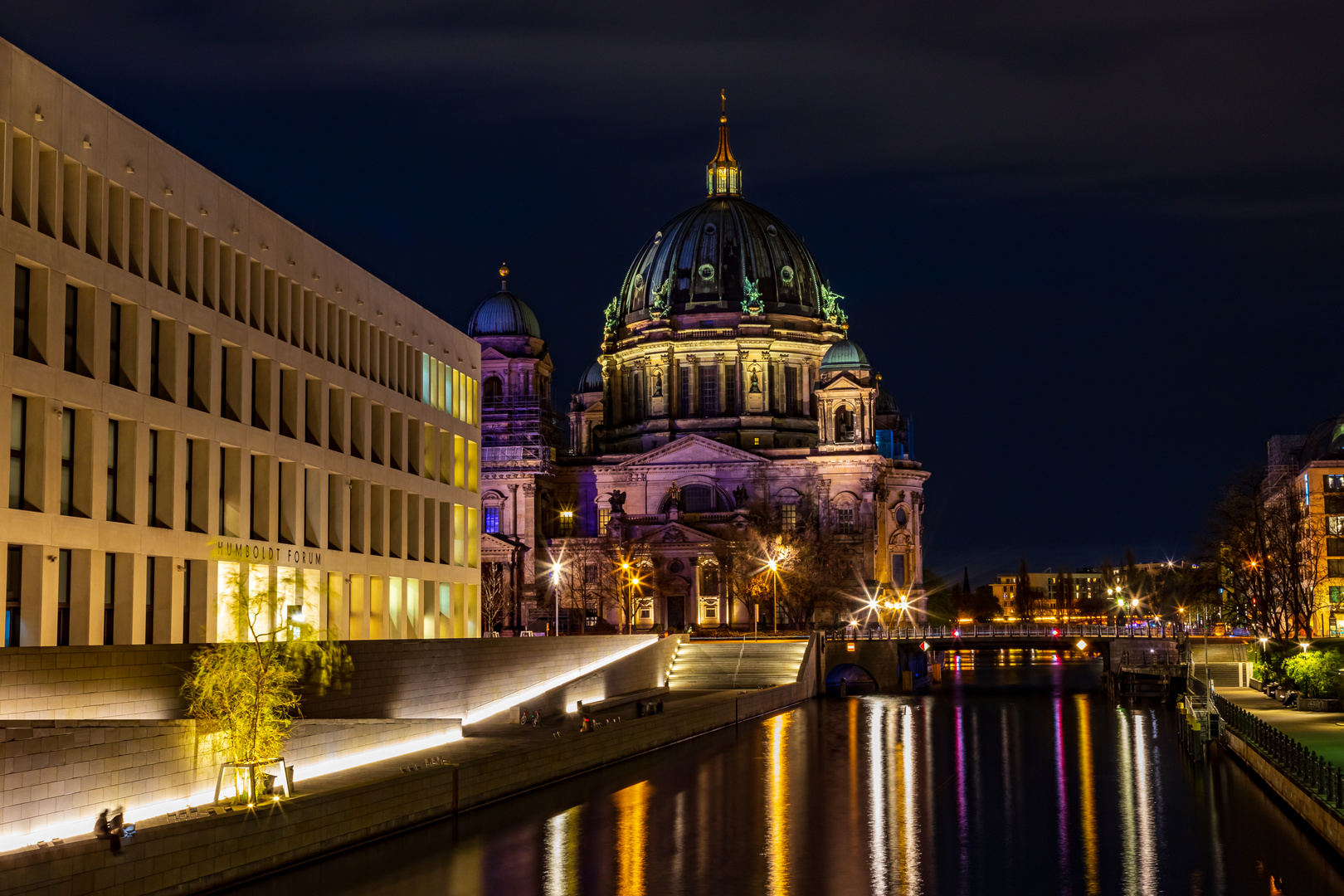 Berlin Kathedrale and the Humboldt Forum at Night