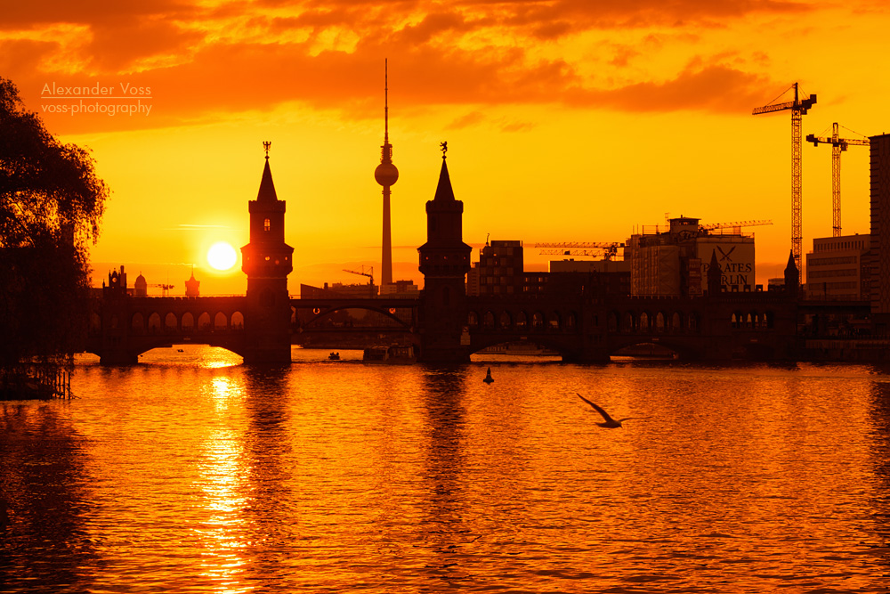 Berlin - Skyline im Sonnenuntergang / Oberbaumbrücke