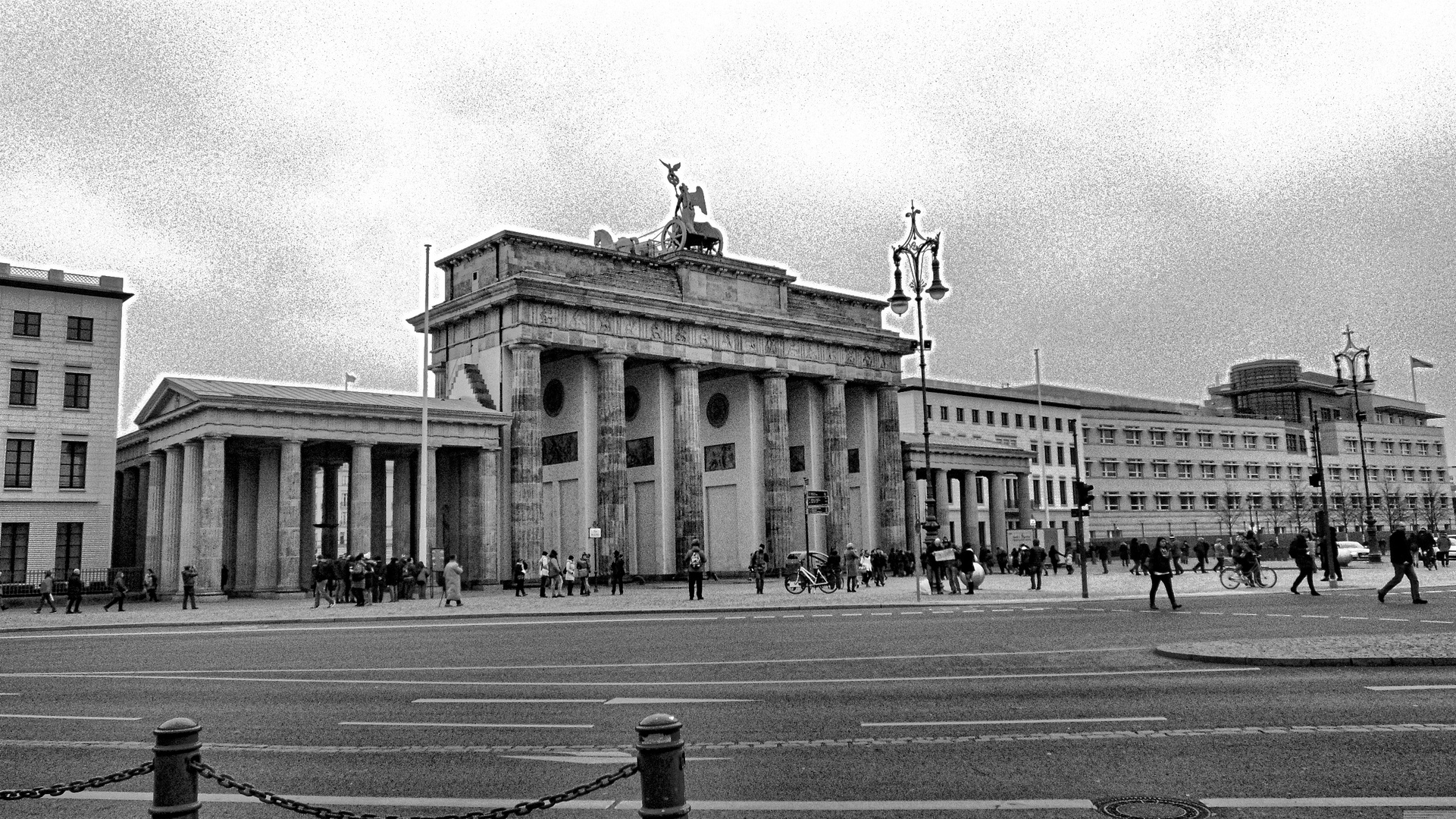 Berliner Brandenburger Tor Panorama Schwarz Weiß