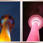 Berliner Fernsehturm in verschiedenen Farben