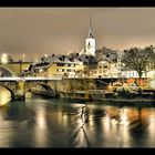 Bern Nydegg-Brücke und Kirche by night