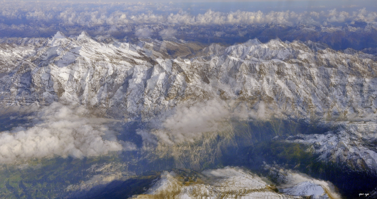 Berner Oberland -  3D Intertlaced Bild an einem Polfilter Monitor oder 3D TV anschauen.