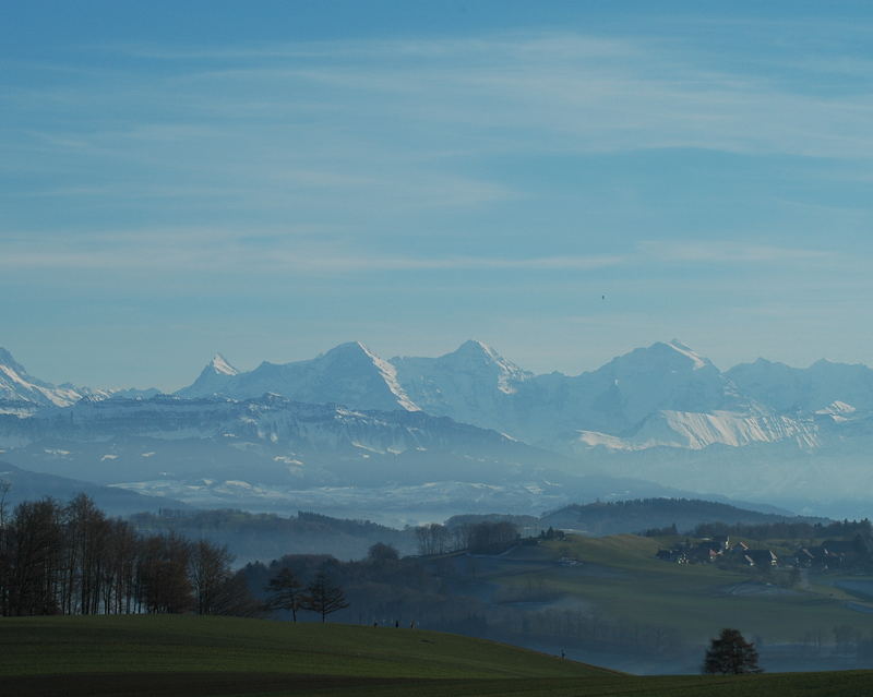 Berner Oberland vom Gurten (Bern) gesehen