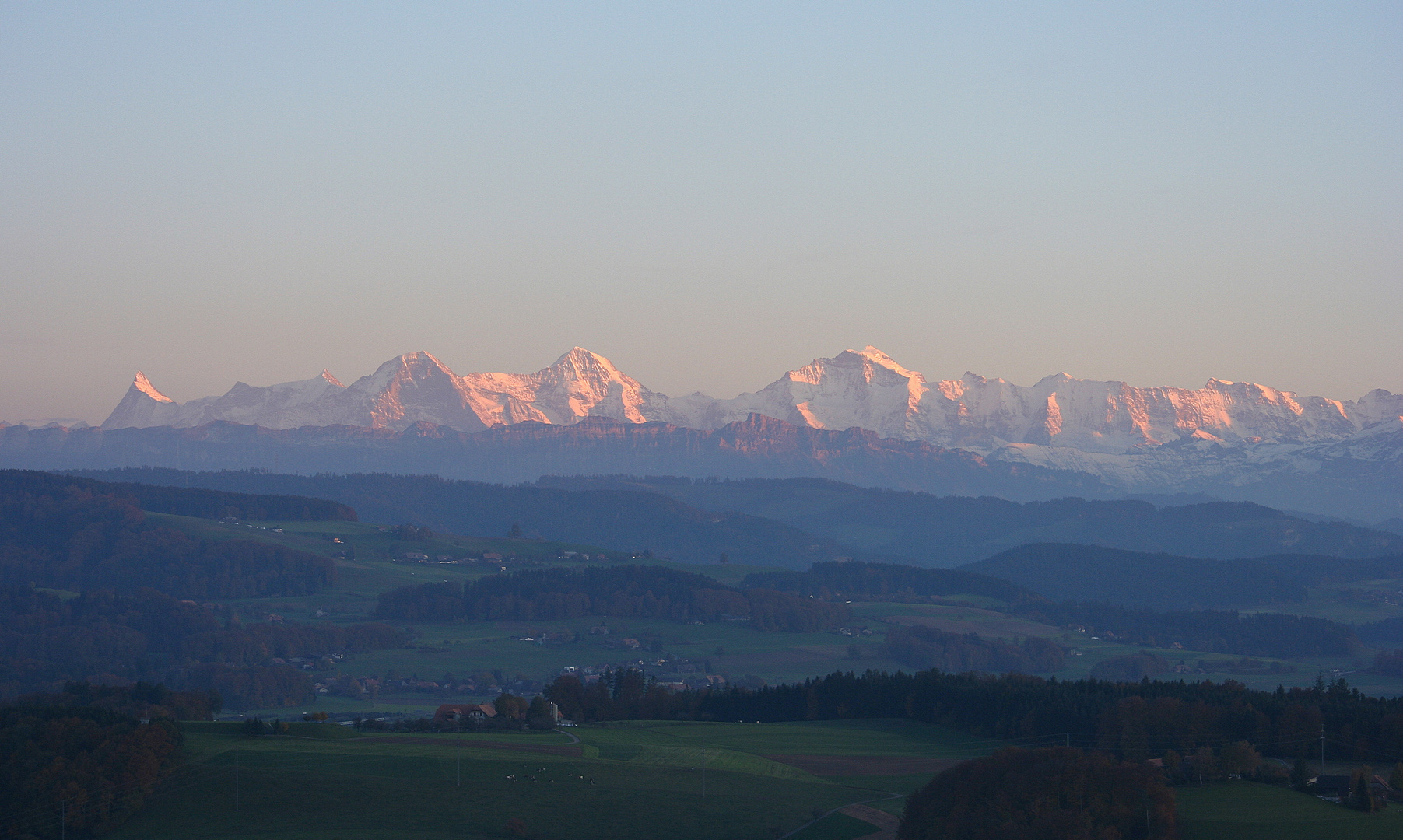 Bernese Mountains at sunset light