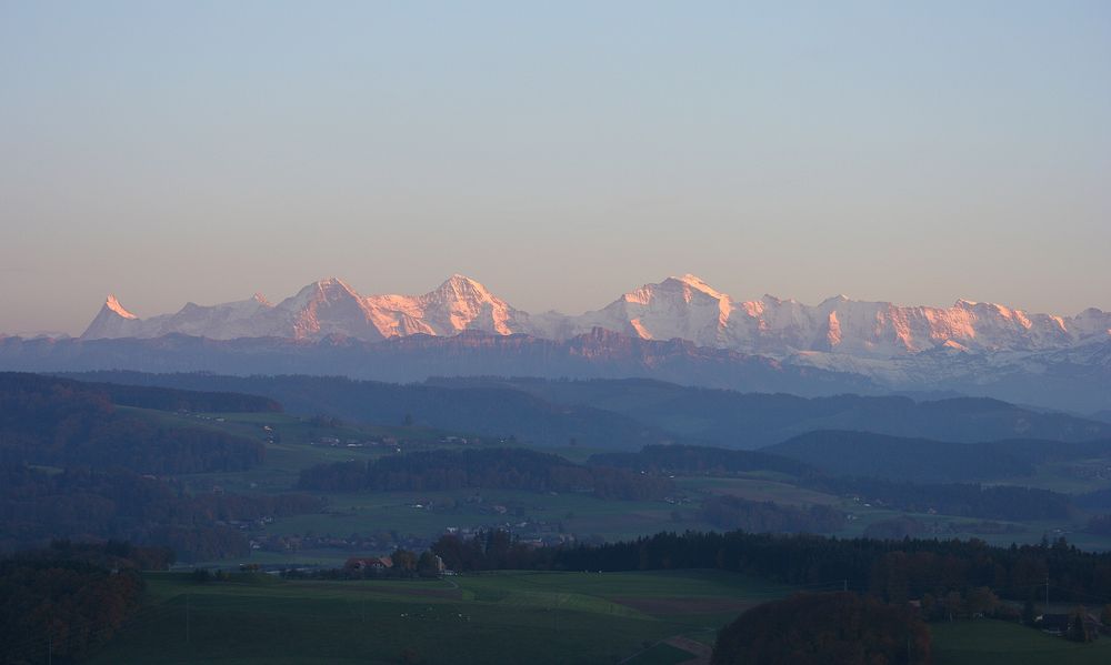 Bernese Mountains at sunset light