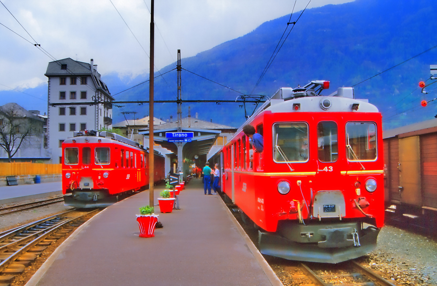 Bernina-Express in Tirano (Italien)