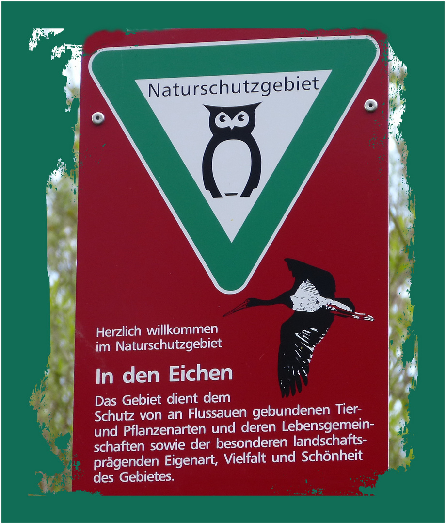 Beschilderung Naturschutzgebiet - In den Eichen Weser