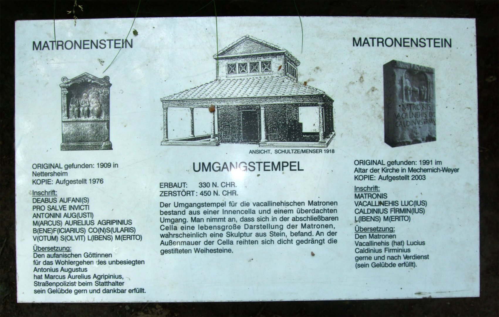 Beschreibung der beiden Matronensteine