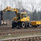 Beseitigung der Schäden nach zwei schweren Zugzusammenstößen auf dem Bahnhof Hosena bei Senftenberg