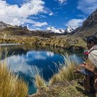 Betender Schamane am Heiligen See in den Anden