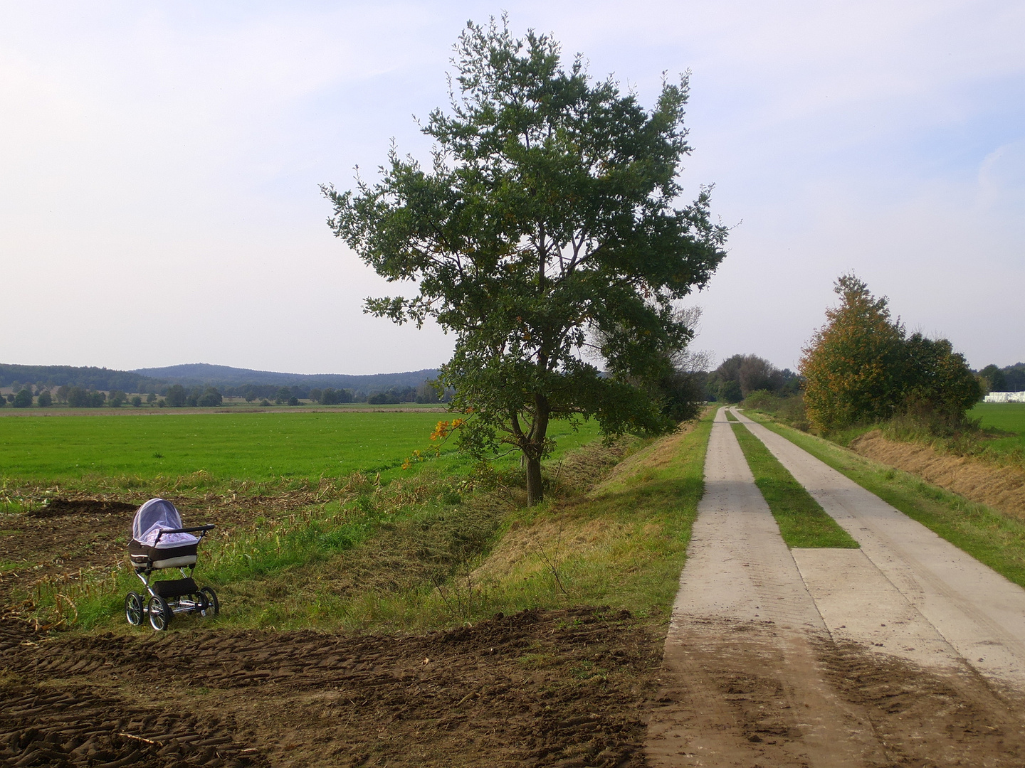 Betonierter Feldweg mit Kinderwagen, 29.09.2014