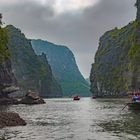 Between the limestones in Halong bay