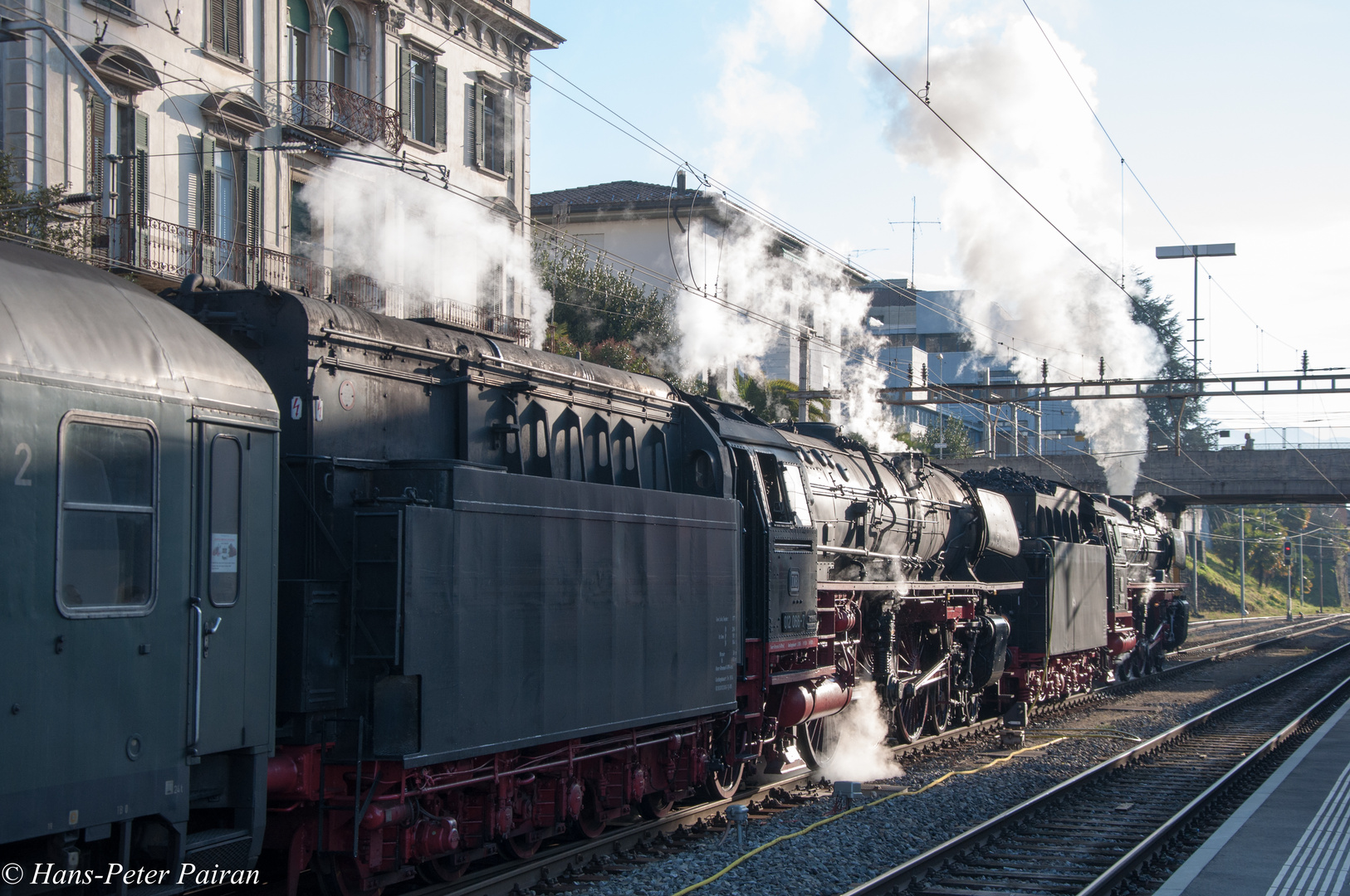 Bhf Locarno - Bereitstellung für die Dampfsonderzug übern Gotthard retour