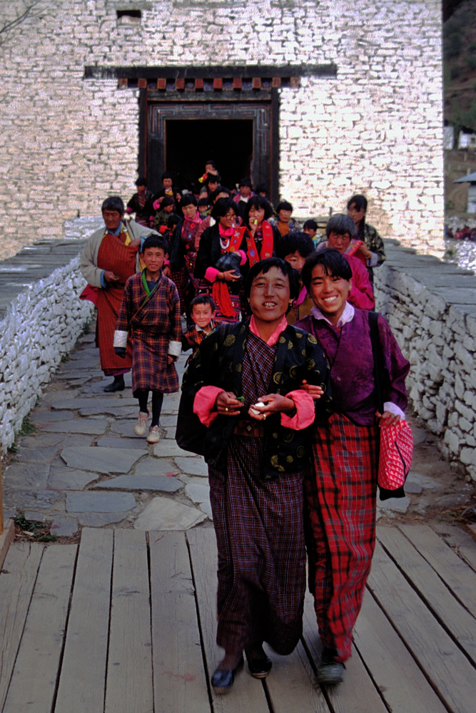 Bhutanese women pilgrims come back from Paro Tsechu