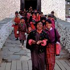 Bhutanese women pilgrims come back from Paro Tsechu