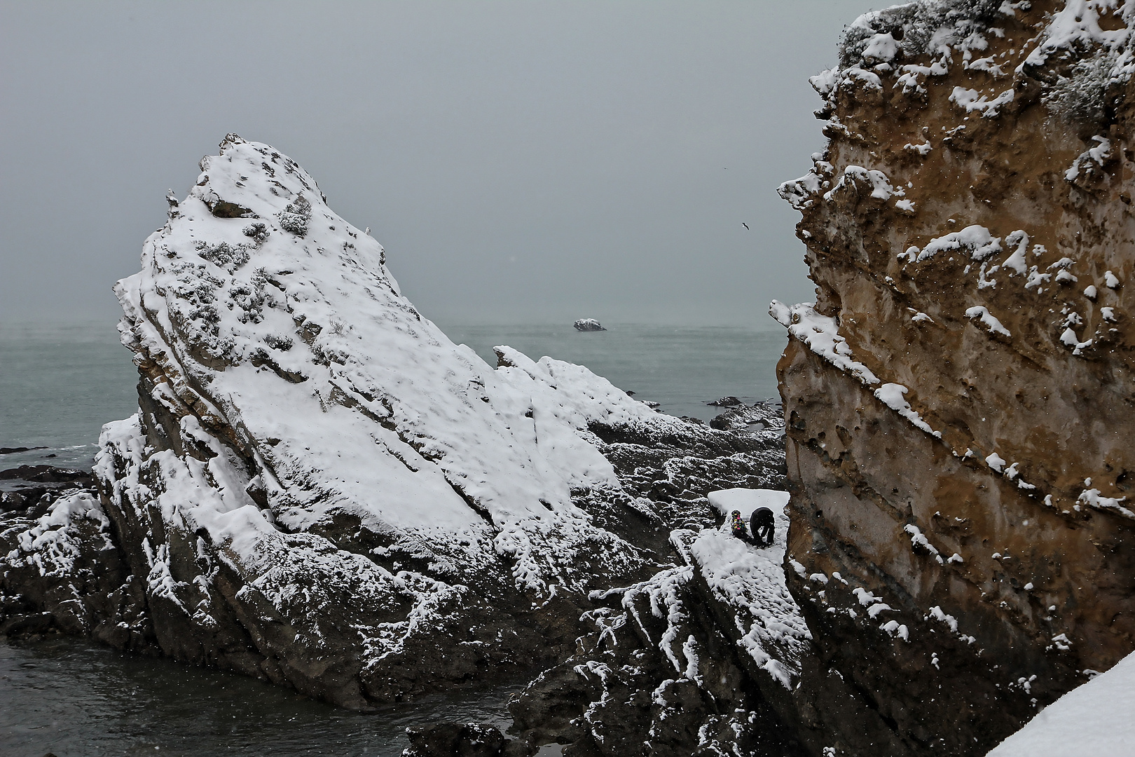 Biarritz neige  les deux mouettes