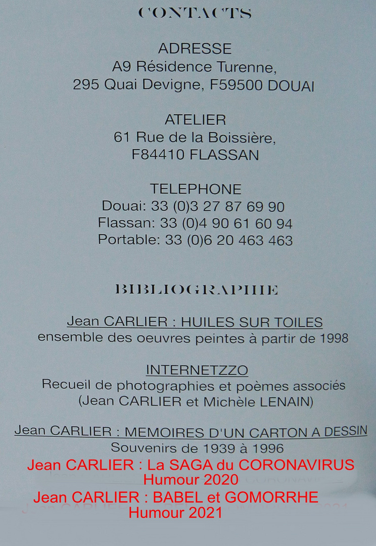 BIBLIOGRAPHIE JEAN CARLIER